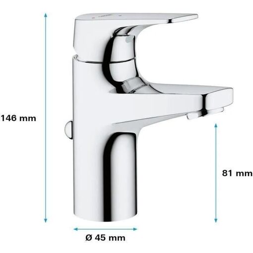 Mitigeur lavabo monocommande START FLOW GROHE 23769000 - bec bas - taille S... - 4