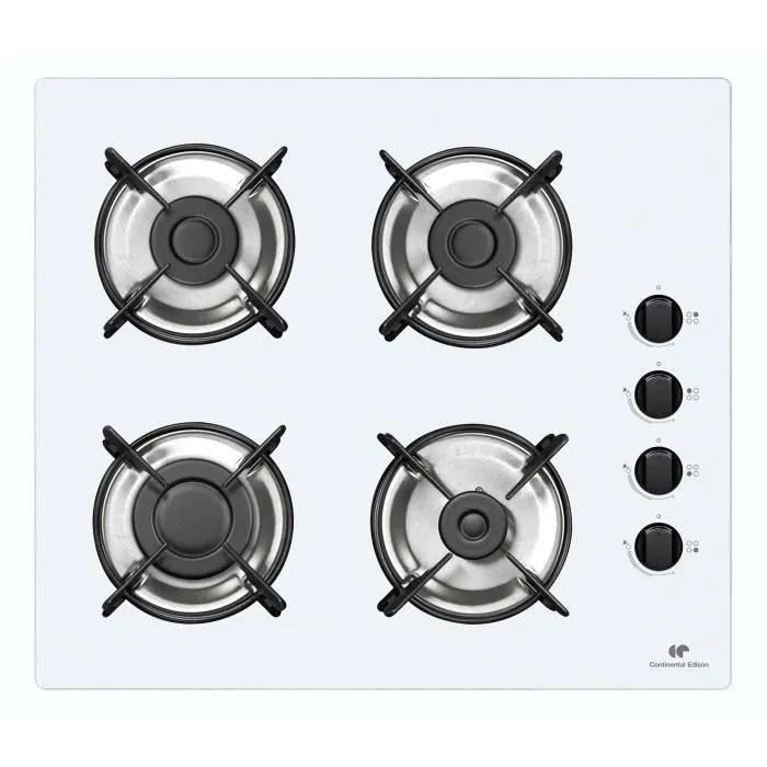 Continental Edison CECTG4VW1 Table de cuisson au gaz Blanc - 4 foyers - 2
