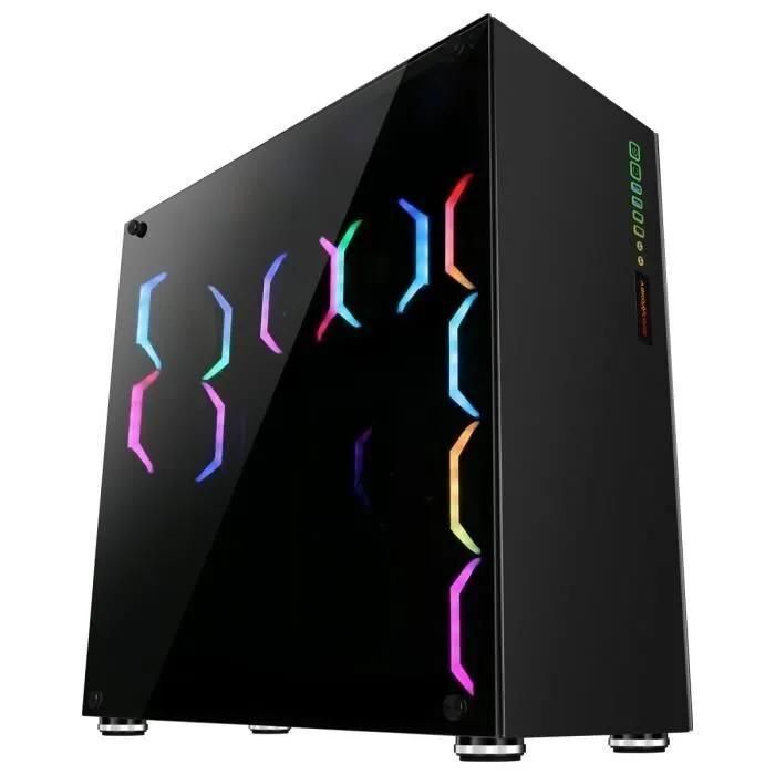 ABKONCORE BOITIER PC R780 Sync - r�tro �clairage RGB - Noir - Verre tremp� ...