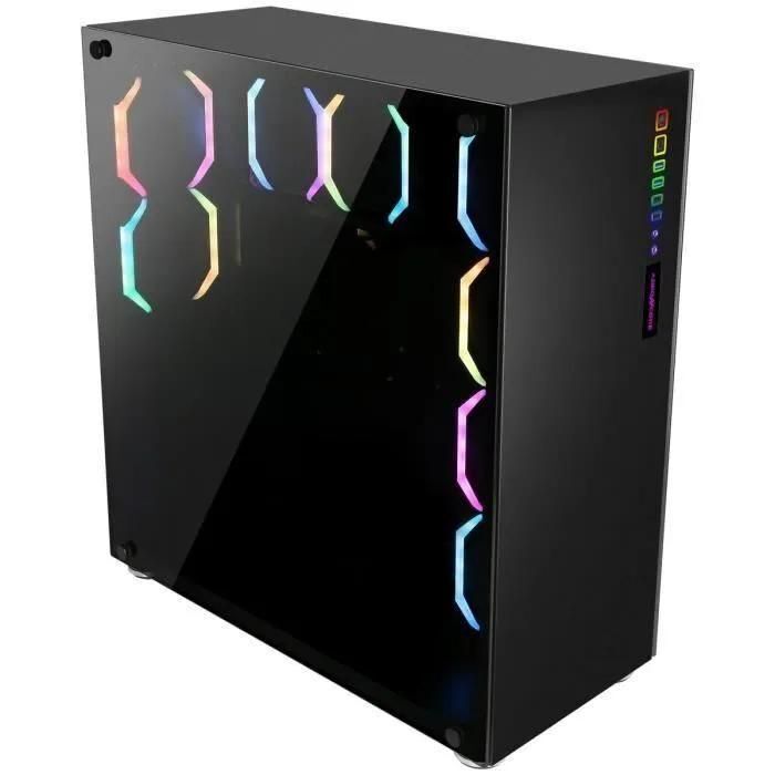 ABKONCORE BOITIER PC R780 Sync - r�tro �clairage RGB - Noir - Verre tremp� ... - 2