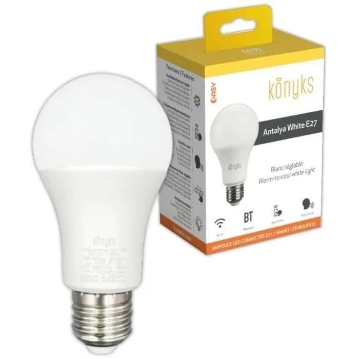 Ampoule Led Wifi + Bt, 780 Lumens, 9w, Blanc R�glable - Konyks Antalya Whit... - 2