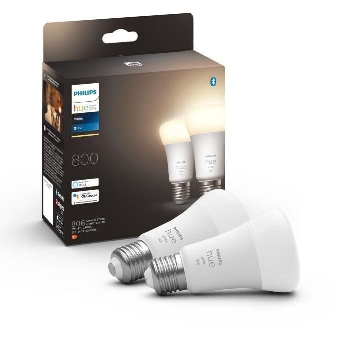 Ampoule Connect�e Philips White E27 Bluetooth - Pack De 2
