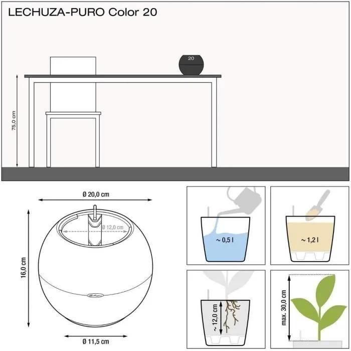 Lechuza Jardinire Puro Color 50 All-In-One Diamtre 50 Cm Blanc - 3