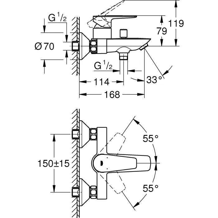 GROHE - Mitigeur monocommande Bain / Douche - 6