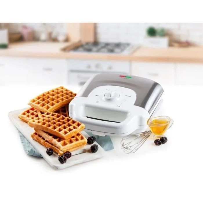 DOMO DO9222W - Gaufrier - 900 Watt - acier inoxydable - 6