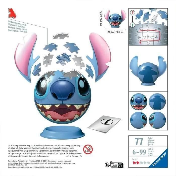 Puzzle Puzzle 3d Ball 72 P - Disney Stitch - 5