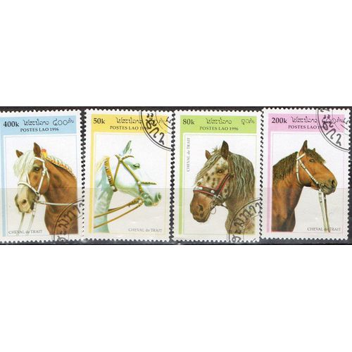 Laos Timbres Les Chevaux