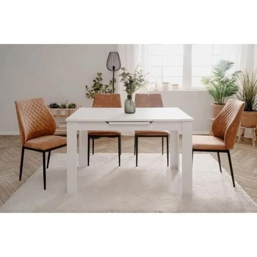 Table � Manger Extensible L125-165 Cm - Blanc - 2