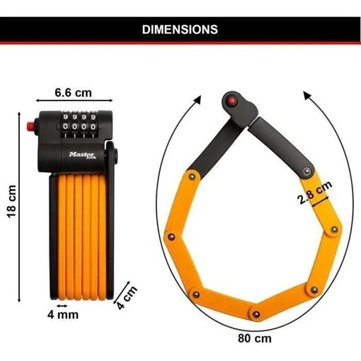 Master Lock - Antivol pliable � combinaison - Noir - 6