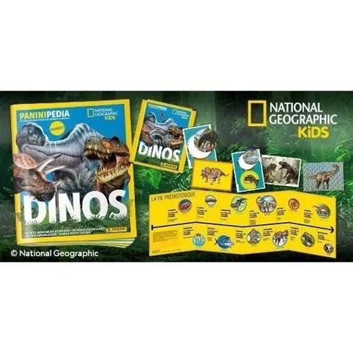 Álbum Con 250 Pegatinas De Dinosaurios National Geographic | Lote De 50 Sobres Con 5 Cromos