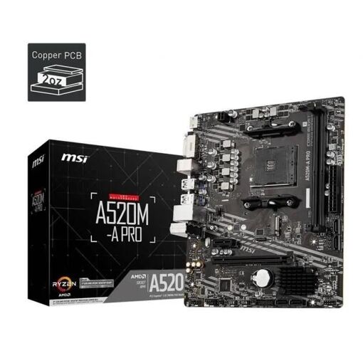 MSI A520M-A PRO - Carte-m�re - micro ATX - Socket AM4 - AMD A520 Chipset - ...