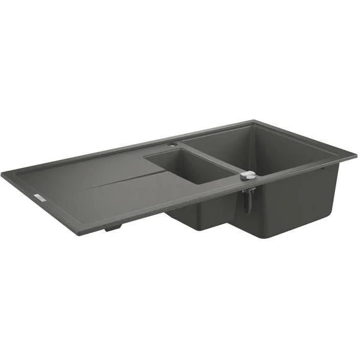 �vier K400 GROHE 31642AT0 1 bac + 1/2 bac + 1 �gouttoir - gris granite