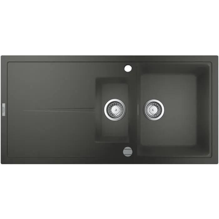 �vier K400 GROHE 31642AT0 1 bac + 1/2 bac + 1 �gouttoir - gris granite - 3