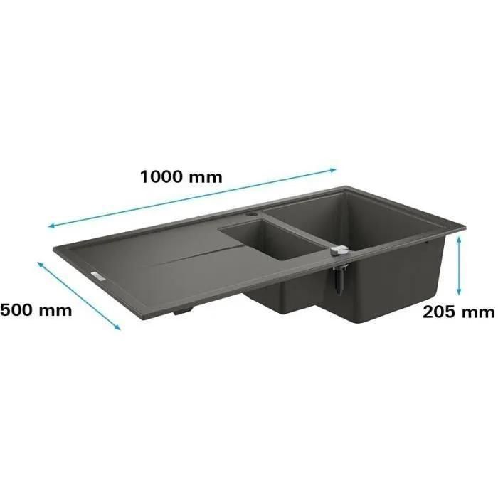 �vier K400 GROHE 31642AT0 1 bac + 1/2 bac + 1 �gouttoir - gris granite - 4