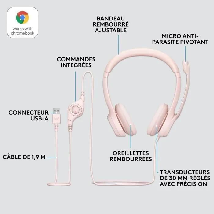 H390 Usb Computer Headset -Rose-Emea-914 - 6