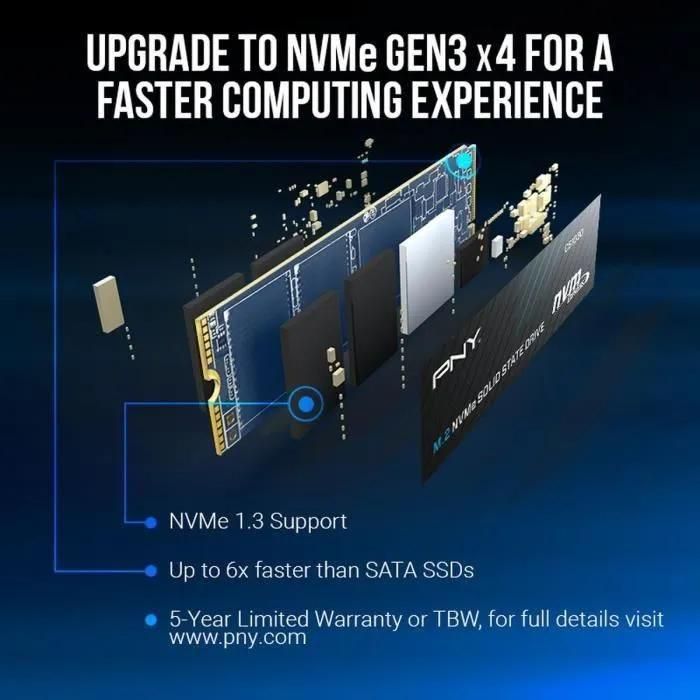 Disque SSD Interne - PNY - CS1030 M.2 GEN3 - 250 Go - NVMe (M280CS1030-250-... - 4