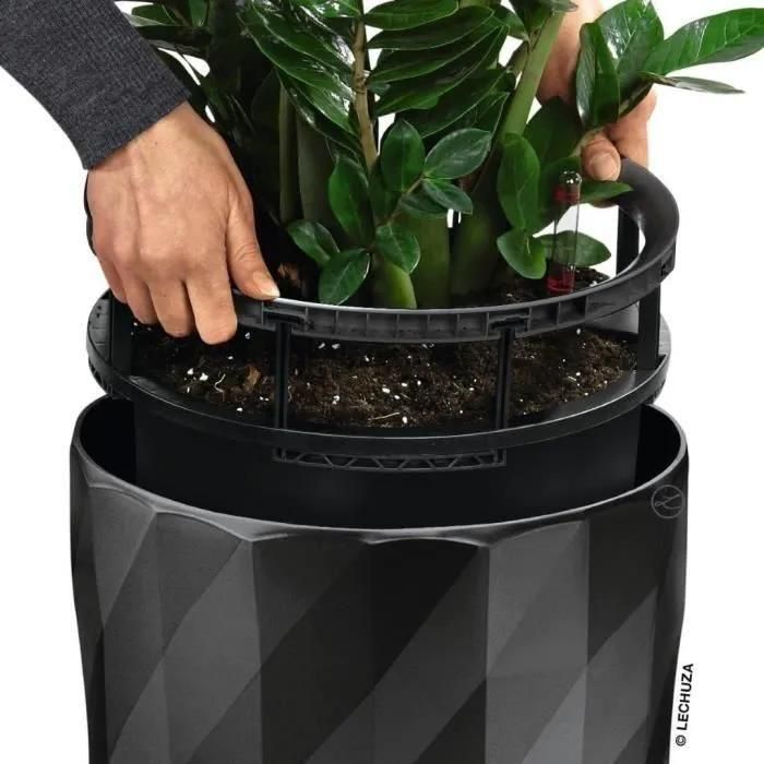 Pot De Fleur Lechuza Diamante Premium - Kit Complet, Anthracite Mtallis - 3