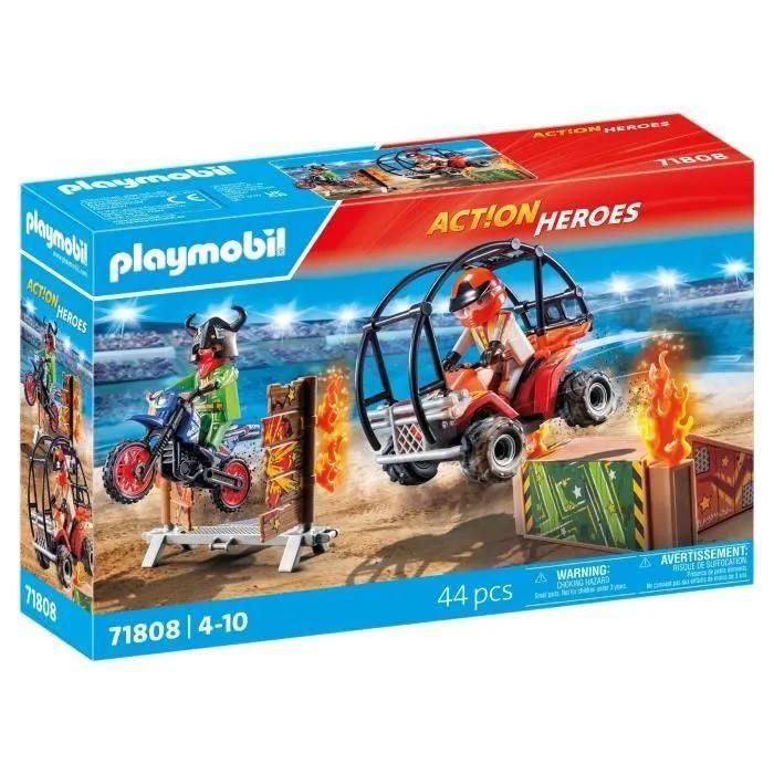Playmobil Action Heroes 71808 - Duo De Cascadeurs Avec Quad Et Moto