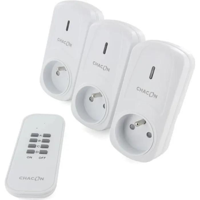 CHACON Set de 3 prises On-Off+ Telecommande 2000W - FR - 2