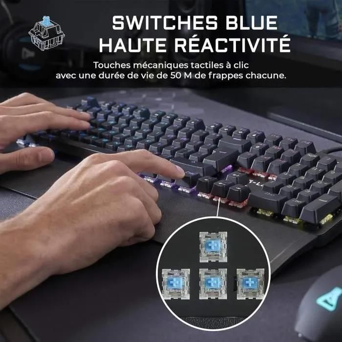 The G-Lab KEYZ CARBON EVOLUTION - Clavier - r�tro-�clair� - USB - Fran�ais ... - 2
