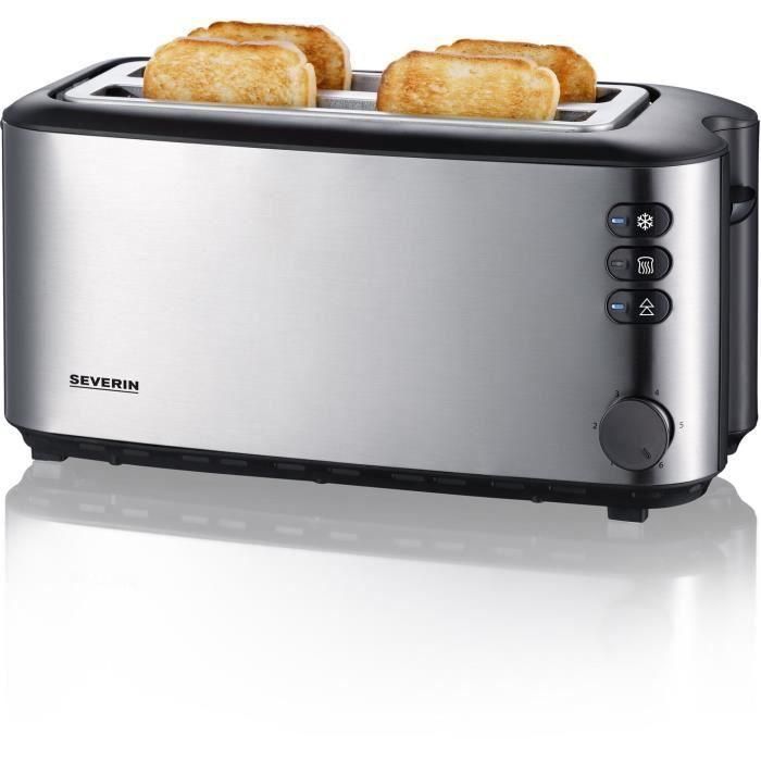 SEVERIN AT 2509 - Grille-pain - 4 tranche - 2 Emplacements - noir/inox bros...