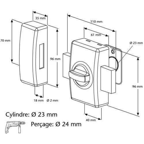 Verrou ? bouton sans vis aluminium - 3