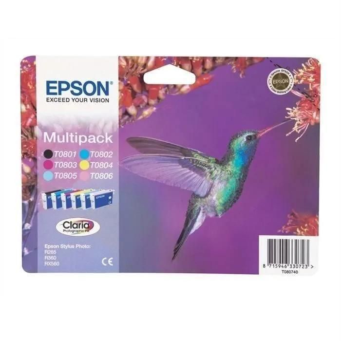 Epson T0807 Multipack (Colibri) - Pack de 6 cartouches d'encre 7.4 ml - noi... - 2