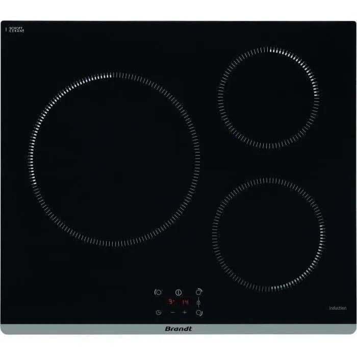 Brandt TI364B Table de cuisson  induction Noir - 3 foyers - 3