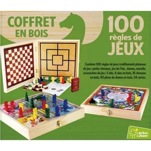 Jeu De Societe Coffret En Bois 100 Jeux - 2