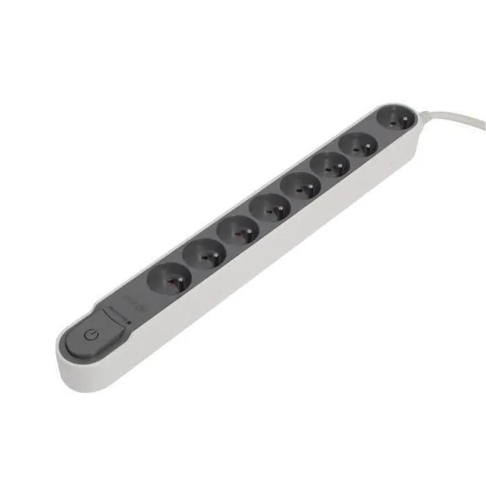 CHACON Bloc multiprise parafoudre avec interrupteur 8 prises 16A 1.5m gris - 2