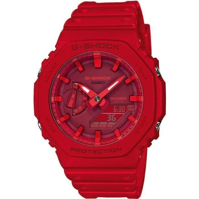 Casio Montre Rouge Analogique - Digital Hommes G-Shock Ga-2100-4aer