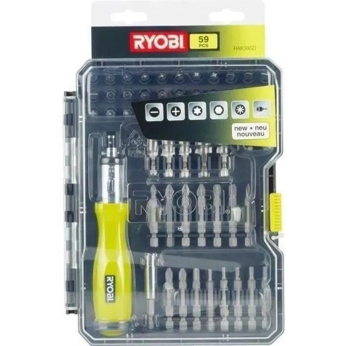 Coffret 59 accessoires vissage-boulonnage avec tournevis � cliquet - RAK59S...