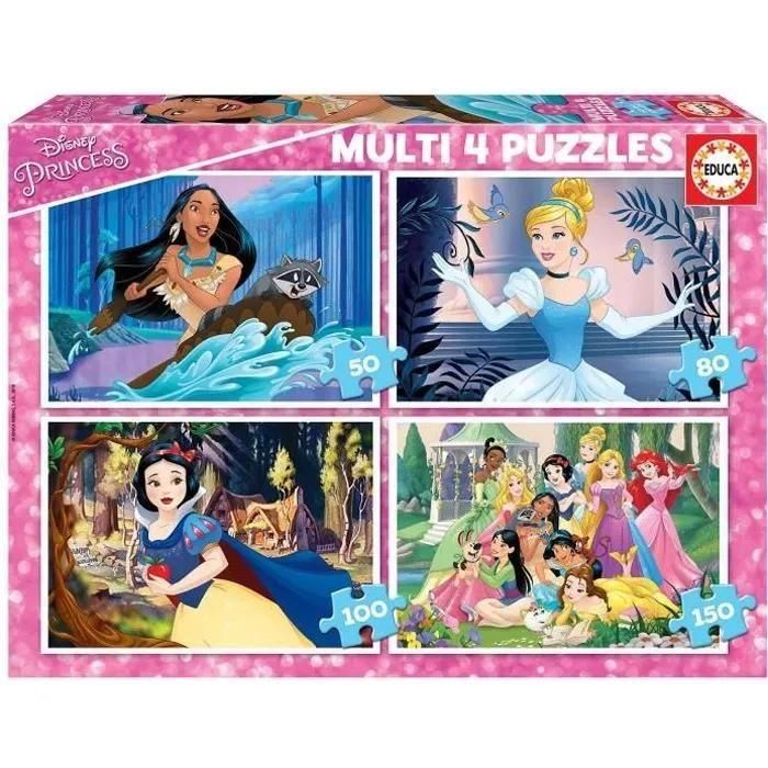 Educa Multi 4 Puzzles Disney Princess 50+80+100+150