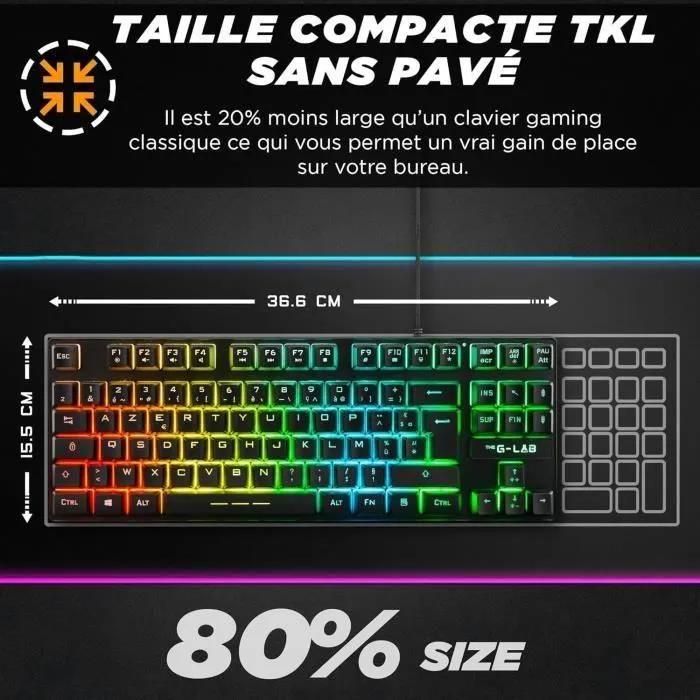 Clavier Gaming - AZERTY - THE G-LAB - Keyz CAESIUM-TKL - Sans Pav� Num�riqu... - 2