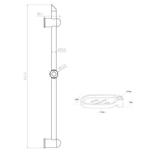 Rousseau barre de douche chrome - 3