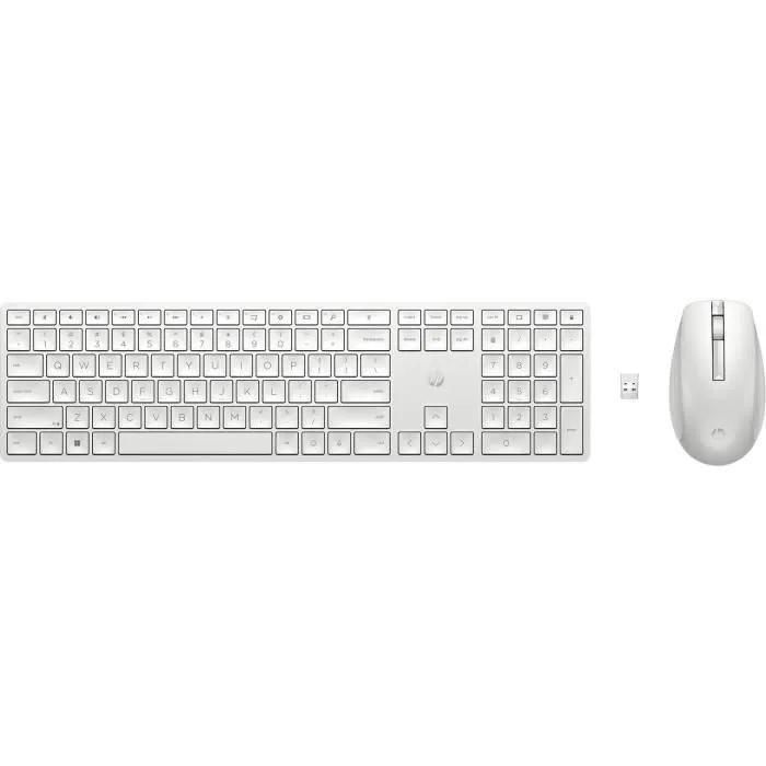 HP 650 - Ensemble clavier et souris - sans fil - 2.4 GHz - Franais - blanc...
