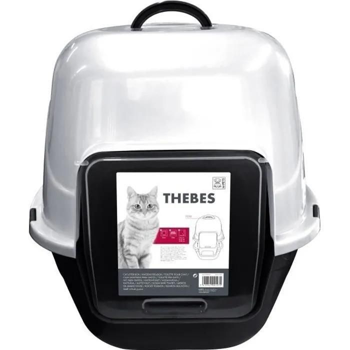 Mpets Maison De Toilette Thebes - 62x53x58 Cm - Noir Et Blanc - Pour Chat