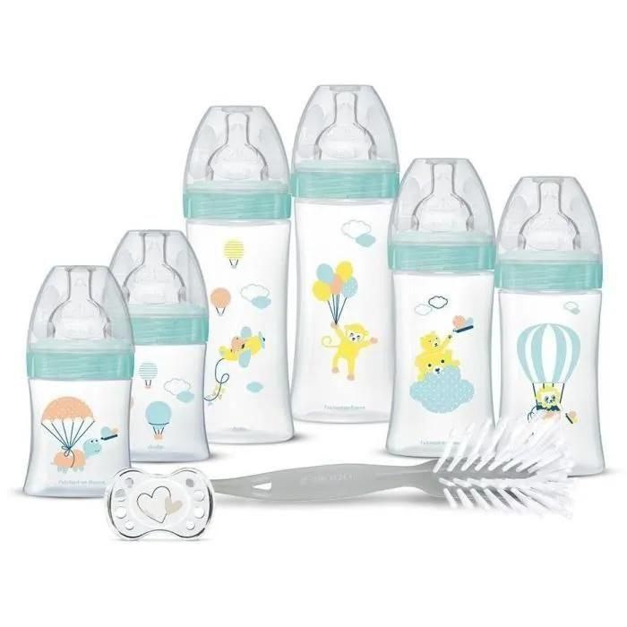 Dodie Kit Naissance - 6 Biberons Anti-Colique Ttines Plates, 1 Sucette Ana...