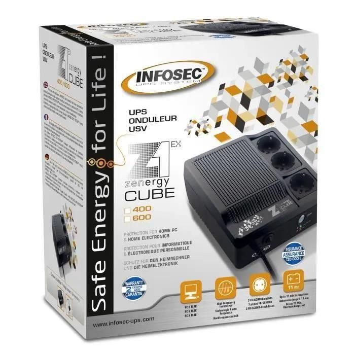 INFOSEC Z1 Zenergy Cube EX 400 - Onduleur - CA 220/230/240 V - 400 VA - con... - 2