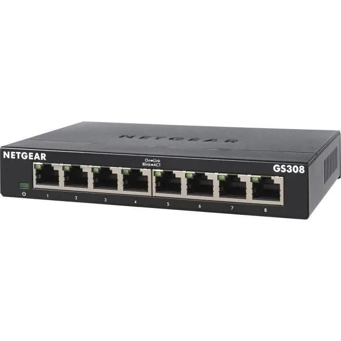 NETGEAR GS308v3 - Commutateur - non g�r� - 8 x 10/100/1000 - de bureau, fix... - 2