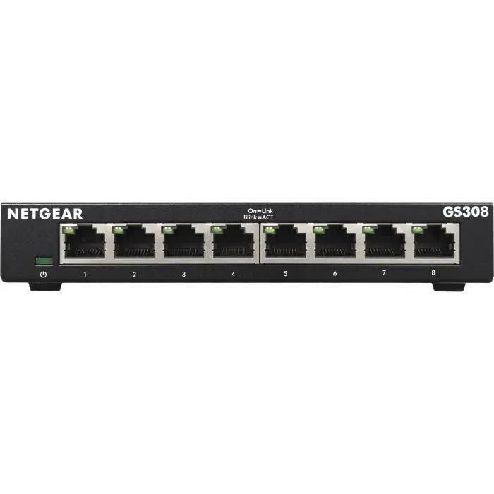 NETGEAR GS308v3 - Commutateur - non g�r� - 8 x 10/100/1000 - de bureau, fix... - 3