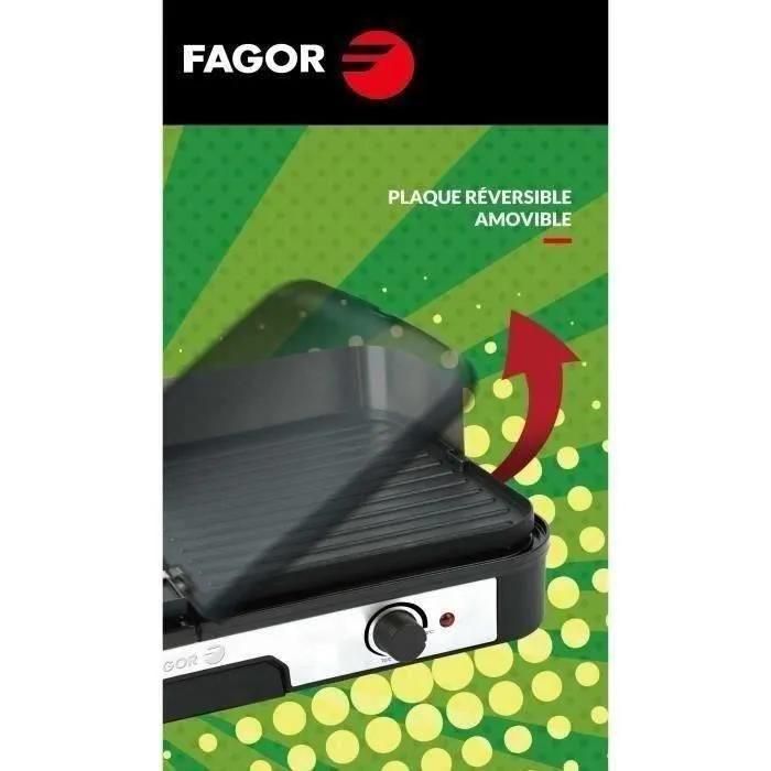 Fagor FG823 - Plancha/gril -�lectrique - 1290 cm � - inox - 4