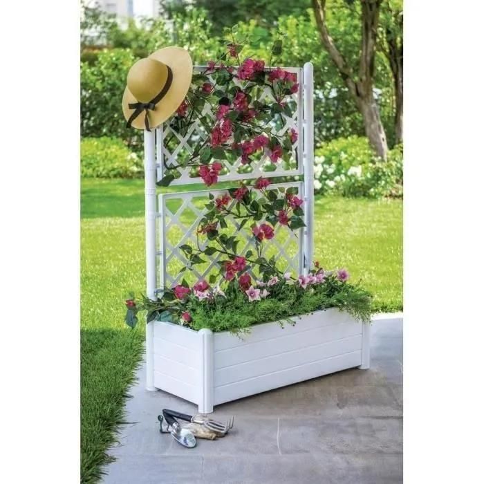 Stefanplast Bac A Fleurs Rectangulaire Avec Treillis - Finition En Bois - 1... - 4