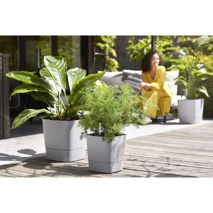 Pot De Fleurs Carr Extrieur/Intrieur 38 X 38 Cm Elho Aqua Care Greensens... - 2