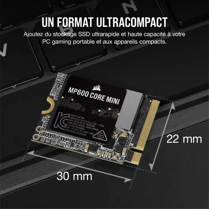 SSD interne - CORSAIR - MP600 Core Mini 1To M.2 NVMe PCIe x4 Gen4 2 SSD - M... - 2