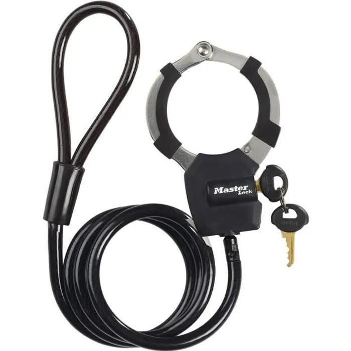 C�ble antivol � cl� MASTER LOCK 1mx8mm-4 Cl�s