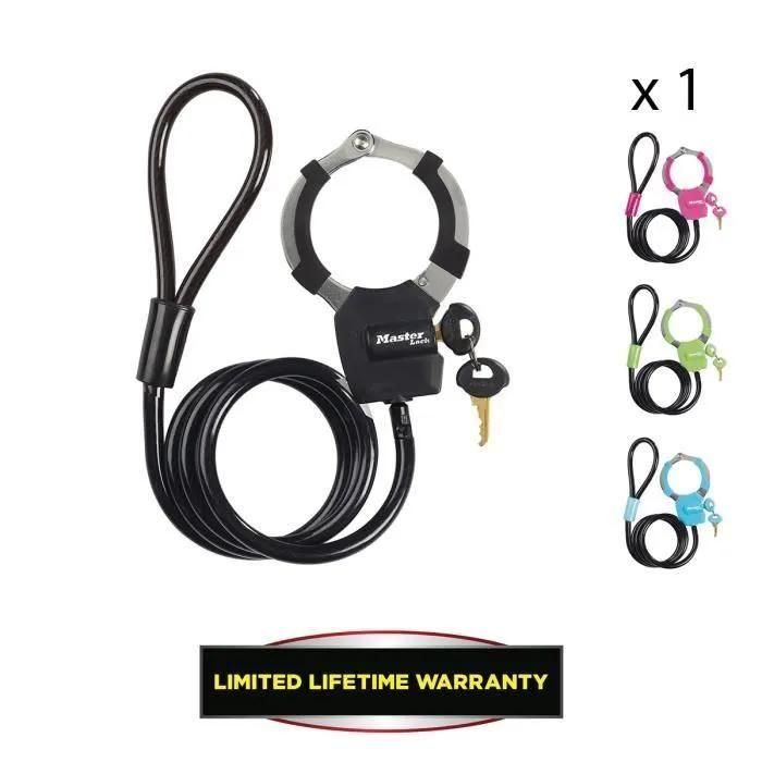C�ble antivol � cl� MASTER LOCK 1mx8mm-4 Cl�s - 2