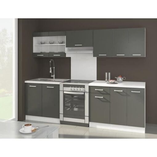 Ultra Cuisine Complete Avec Plan De Travail L 2m40 - Gris Mat