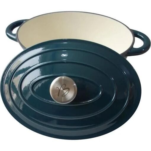 Cocotte Baumalu 30 Cm - Forme Ovale - Bleu Vert