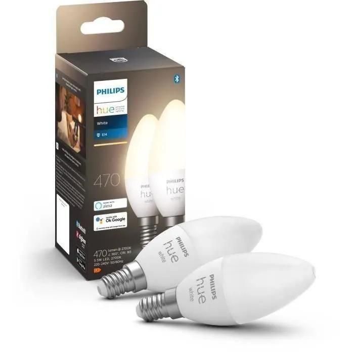 Ampoule Connect�e Philips White Ampoule E14 X2 - 2